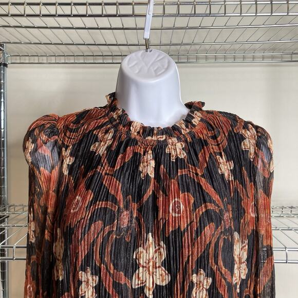 Joie Women's Floral Pleated Blouse Size M Victorian Whimsigoth Old Money‎ Career - Picture 8 of 11